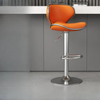 Tabouret de bar pivotant et réglable avec selle rembourrée en cuir