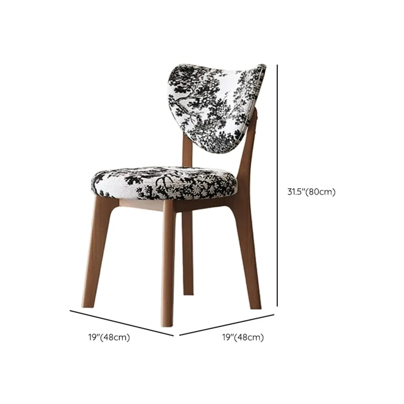 Chaise de salle à manger moderne sans accoudoirs à oreilles en similicuir