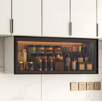 Vitrine de cuisine suspendue en métal gris et verre