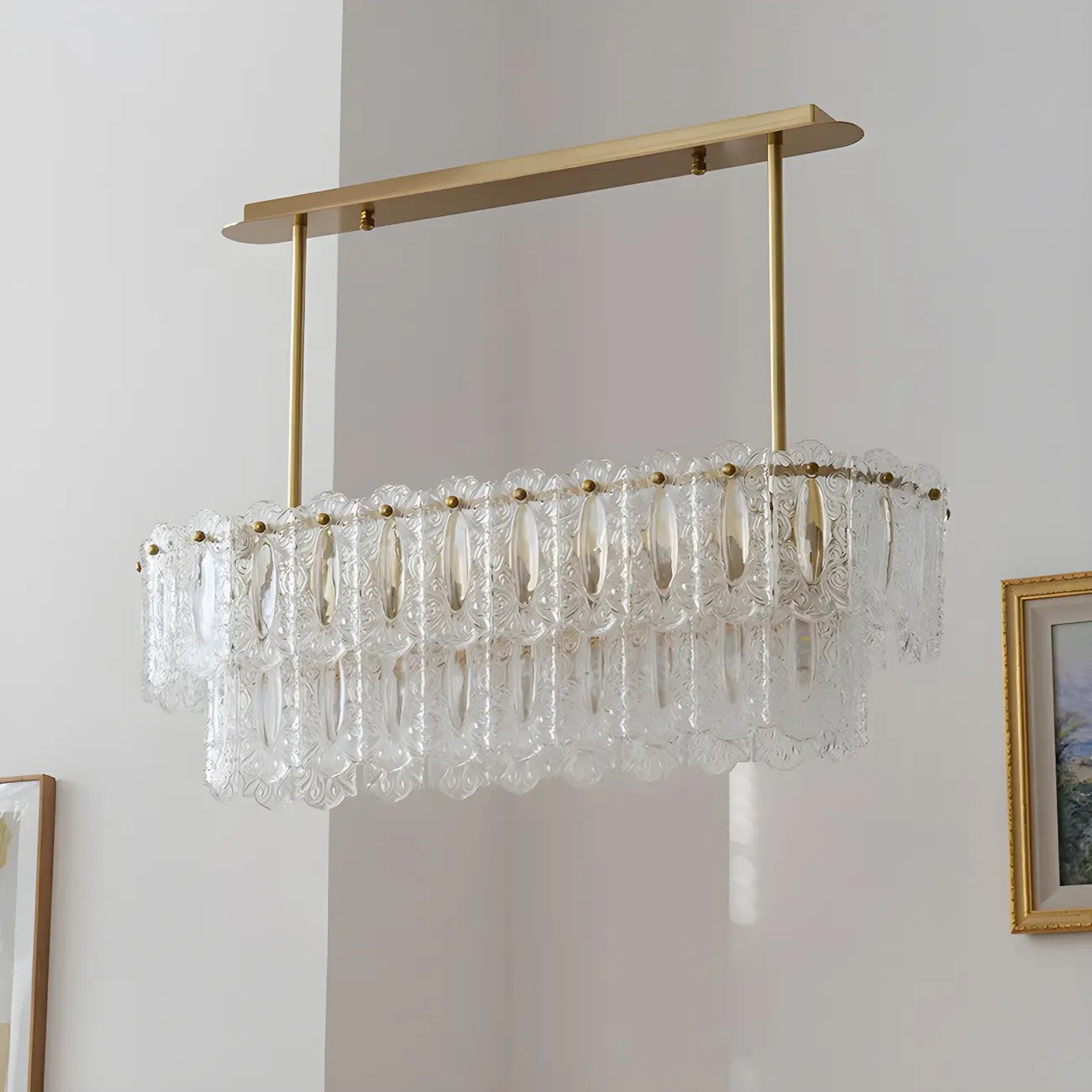 Suspension moderne en laiton et verre pour îlot de cuisine