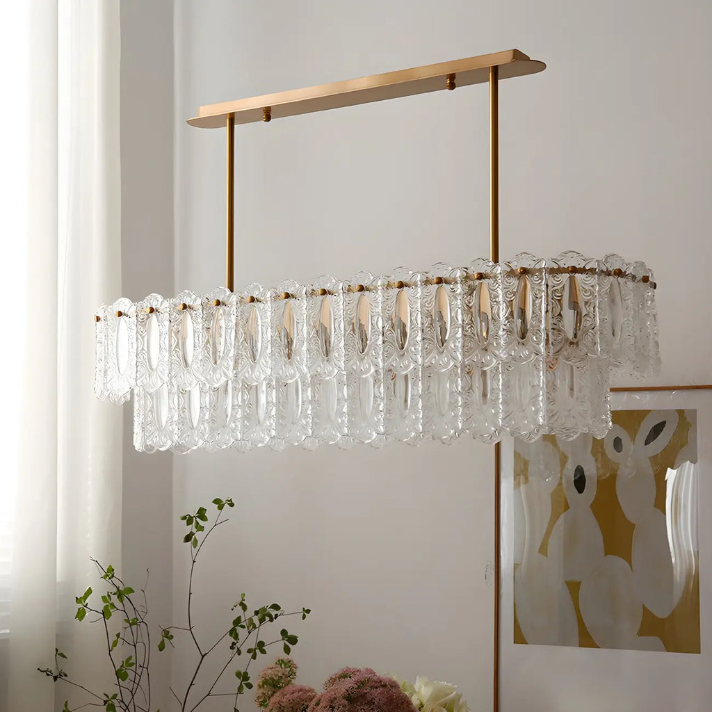 Suspension moderne en laiton et verre pour îlot de cuisine