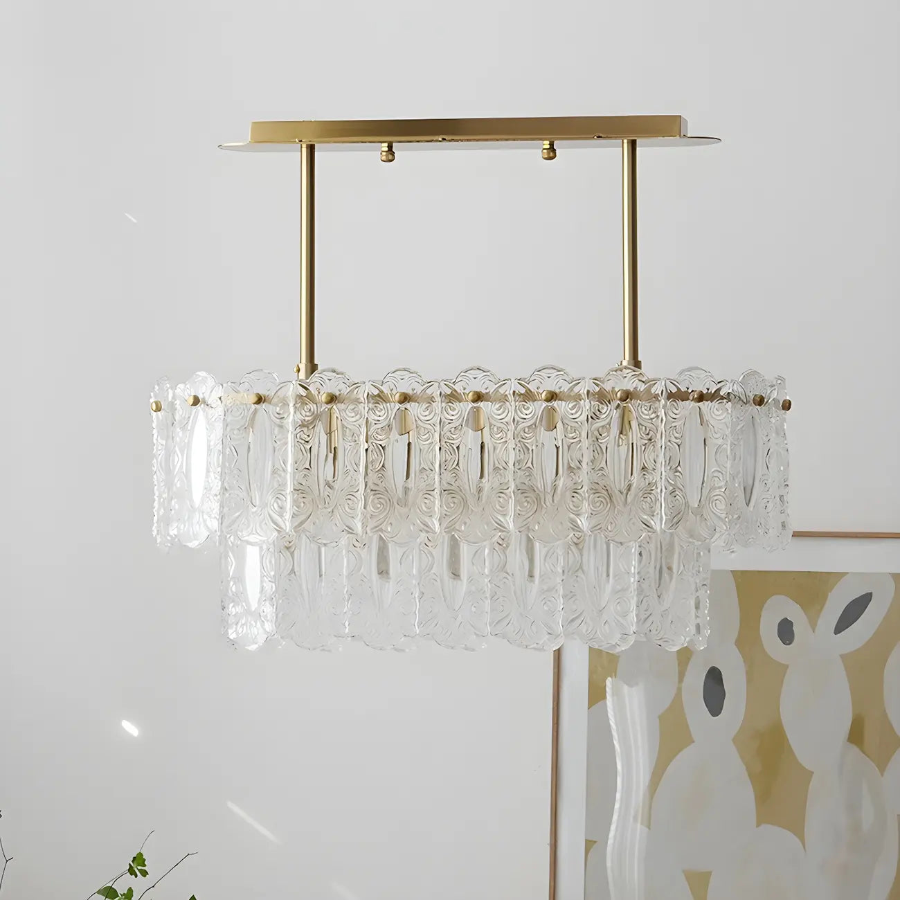 Suspension moderne en laiton et verre pour îlot de cuisine