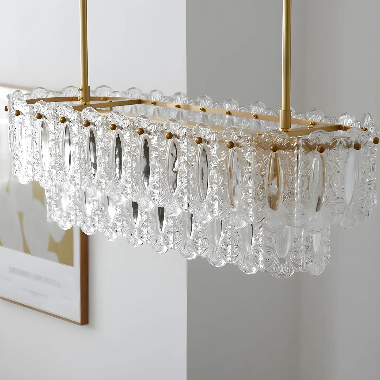 Suspension moderne en laiton et verre pour îlot de cuisine