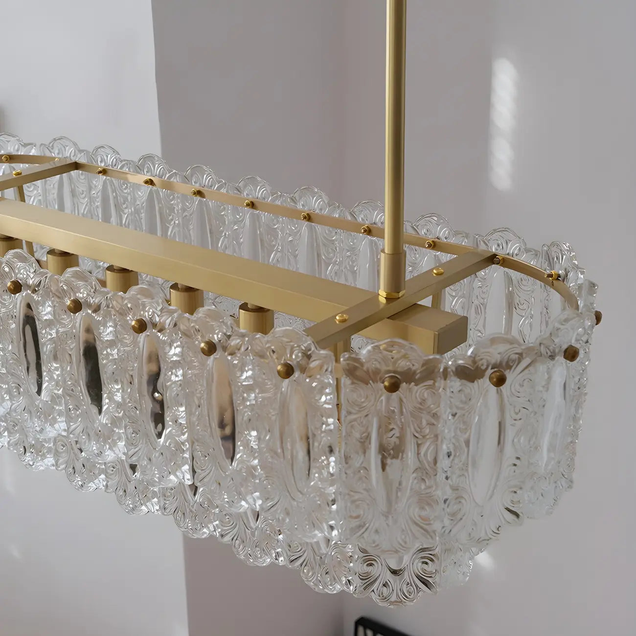 Suspension moderne en laiton et verre pour îlot de cuisine