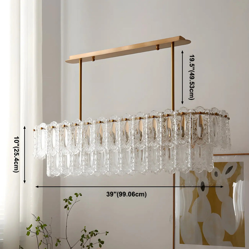 Suspension moderne en laiton et verre pour îlot de cuisine