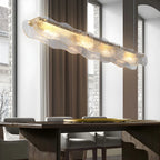 Lampada a sospensione lineare regolabile dorata in vetro per cucine