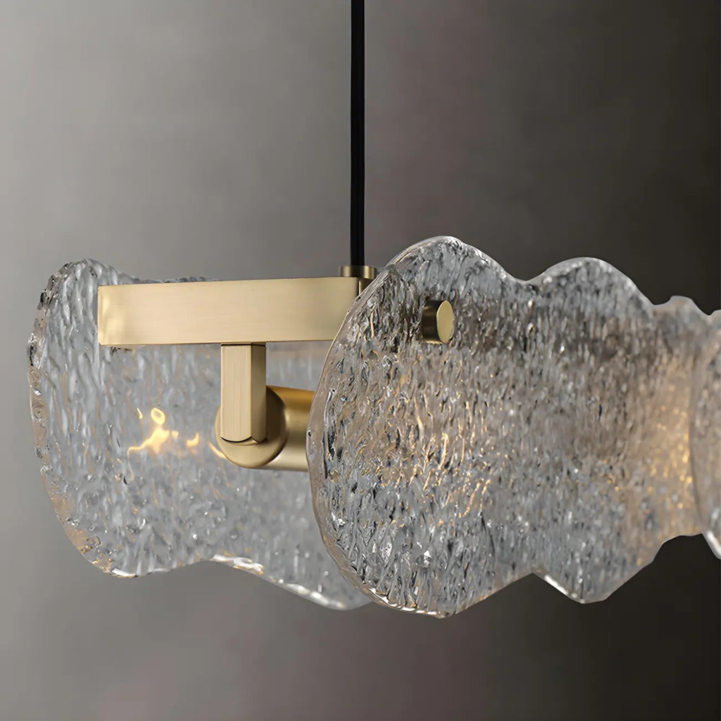 Lampada a sospensione lineare regolabile dorata in vetro per cucine