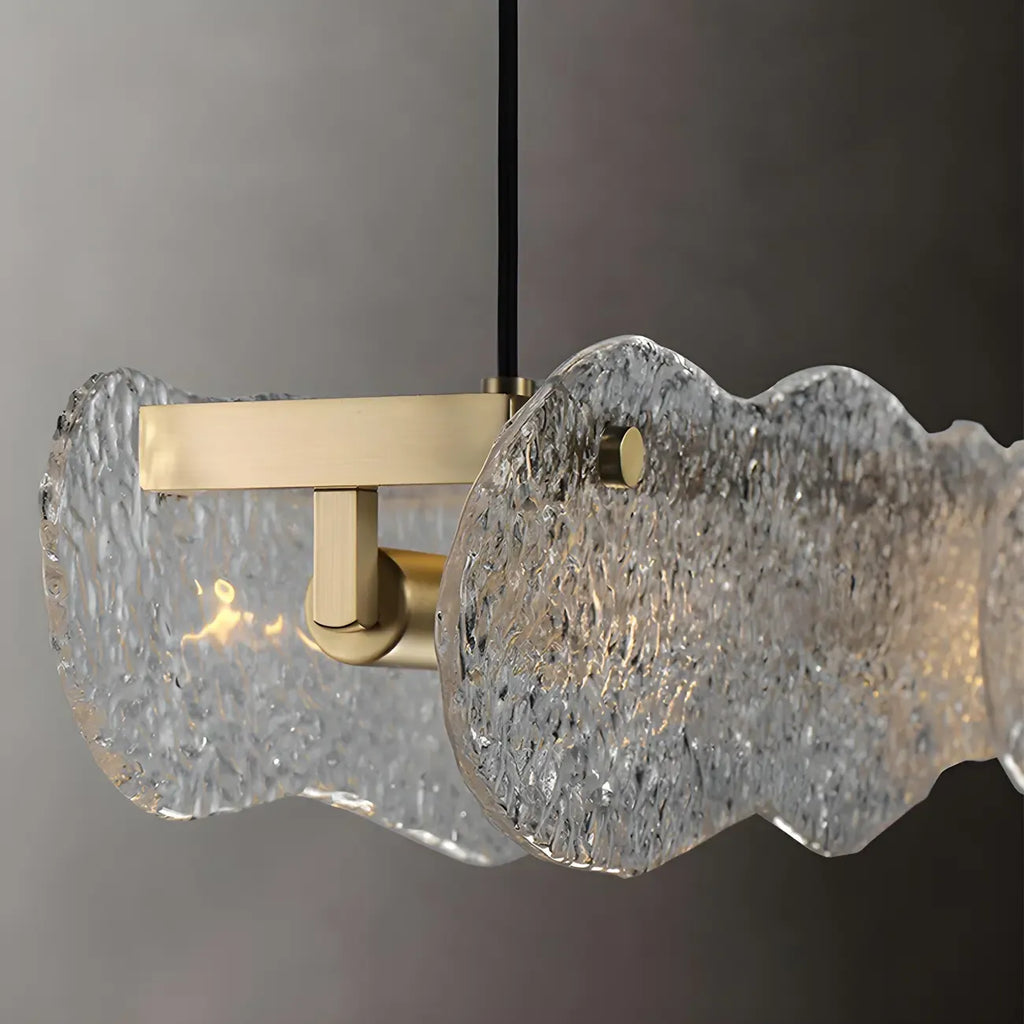 Lampada a sospensione lineare regolabile dorata in vetro per cucine