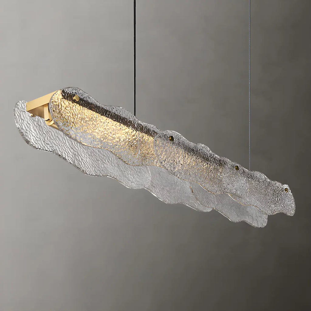 Lampada a sospensione lineare regolabile dorata in vetro per cucine