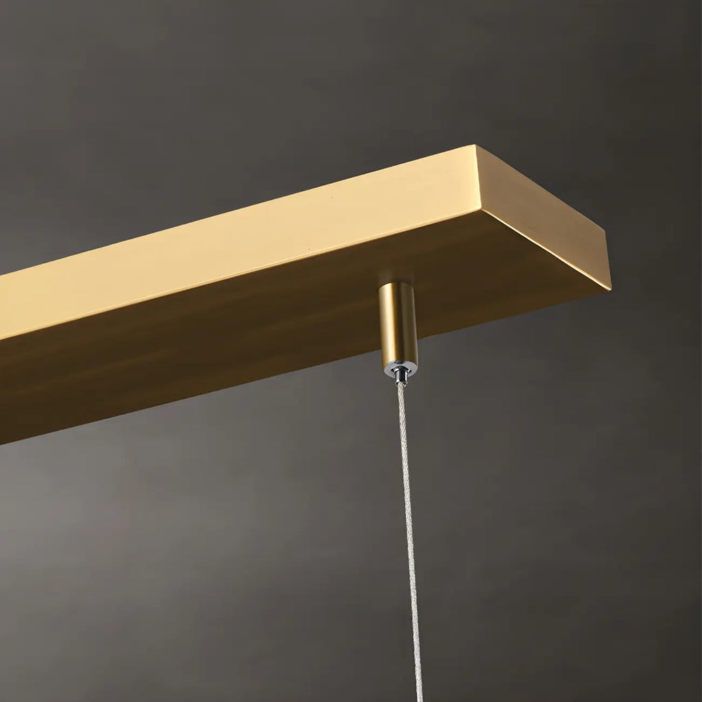Lampada a sospensione lineare regolabile dorata in vetro per cucine