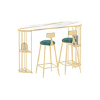 Tables de bar oblongues modernes en métal noir et or avec rangement