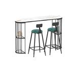 Tables de bar oblongues modernes en métal noir et or avec rangement