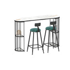 Tables de bar oblongues modernes en métal noir et or avec rangement