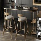 Tables de bar oblongues modernes en métal noir et or avec rangement