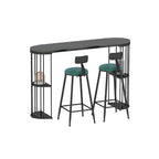 Tables de bar oblongues modernes en métal noir et or avec rangement