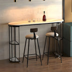 Tables de bar oblongues modernes en métal noir et or avec rangement