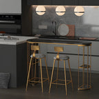 Tables de bar oblongues modernes en métal noir et or avec rangement