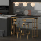 Tables de bar oblongues modernes en métal noir et or avec rangement