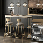 Tables de bar oblongues modernes en métal noir et or avec rangement