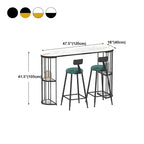 Tables de bar oblongues modernes en métal noir et or avec rangement