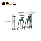 Tables de bar oblongues modernes en métal noir et or avec rangement