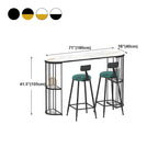 Tables de bar oblongues modernes en métal noir et or avec rangement