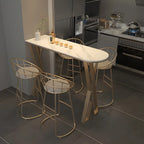 Tables de bar glamour en pierre blanche, fer et métal doré, forme libre, pour la cuisine