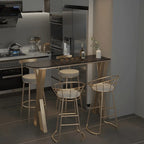 Tables de bar glamour en pierre blanche, fer et métal doré, forme libre, pour la cuisine