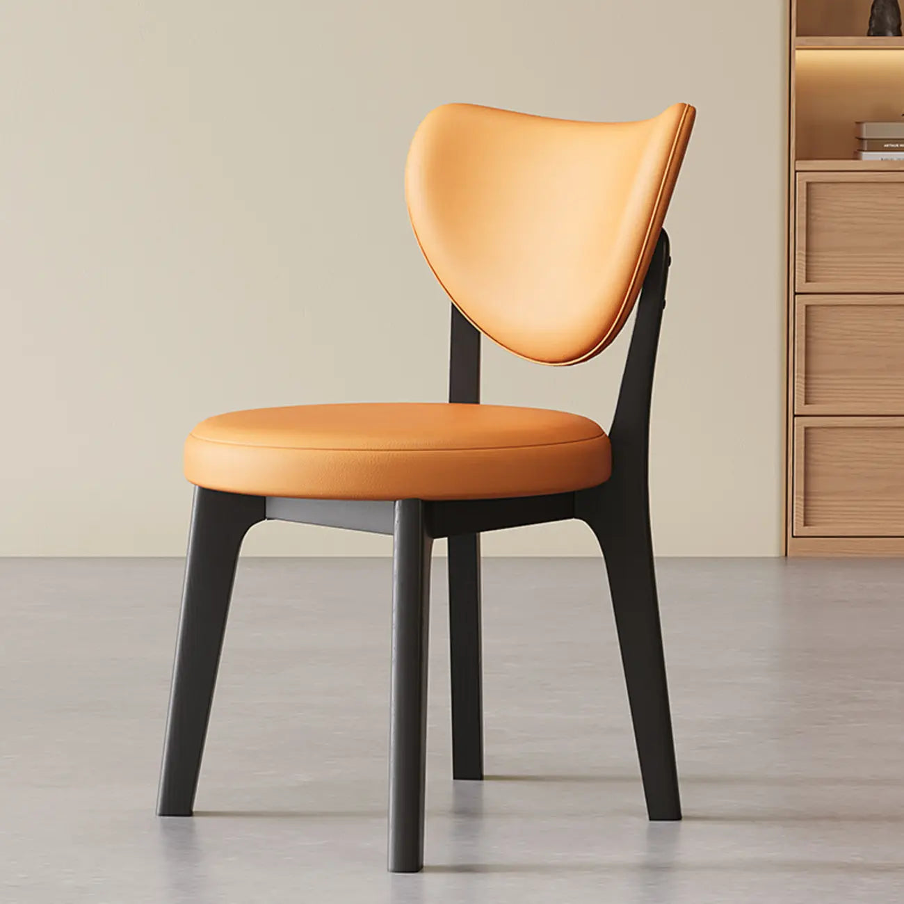 Chaise de salle à manger moderne sans accoudoirs à oreilles en similicuir