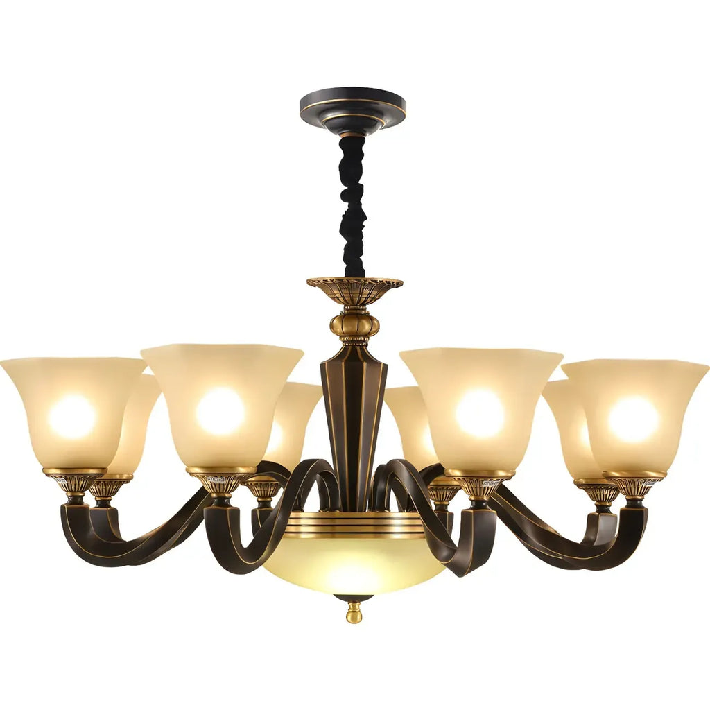 Lustre classique en verre noir et métal courbé