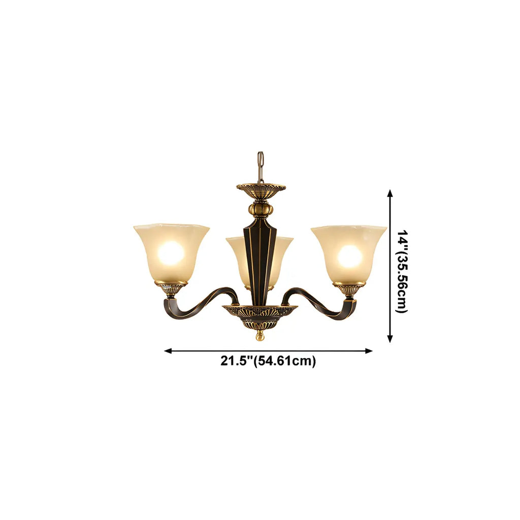 Lustre classique en verre noir et métal courbé