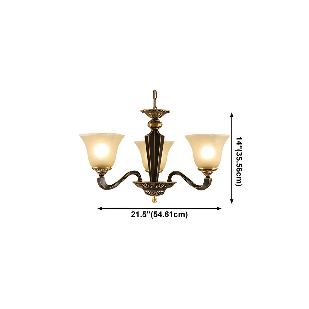 Lustre classique en verre noir et métal courbé