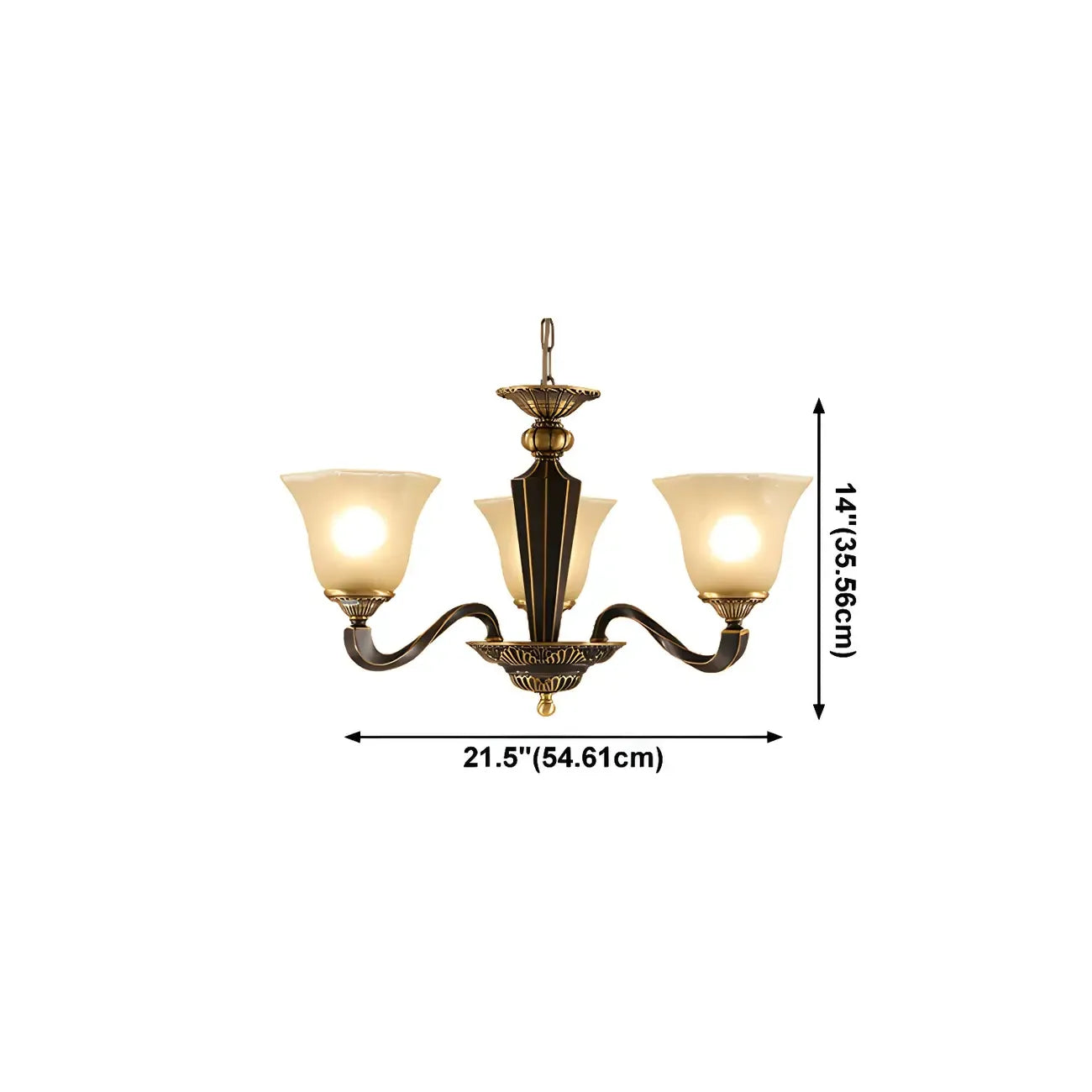 Lustre classique en verre noir et métal courbé