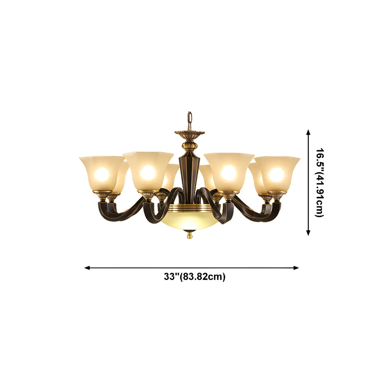 Lustre classique en verre noir et métal courbé