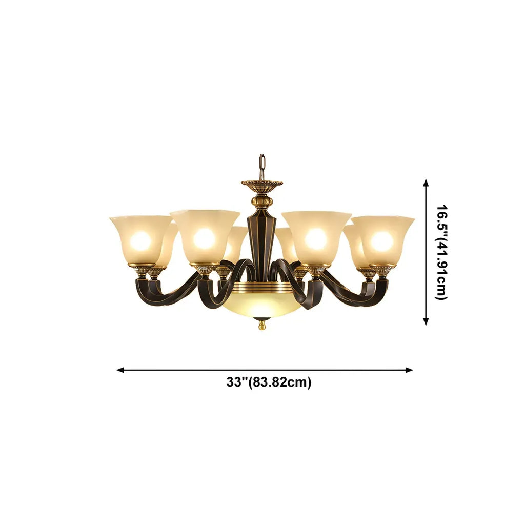 Lustre classique en verre noir et métal courbé