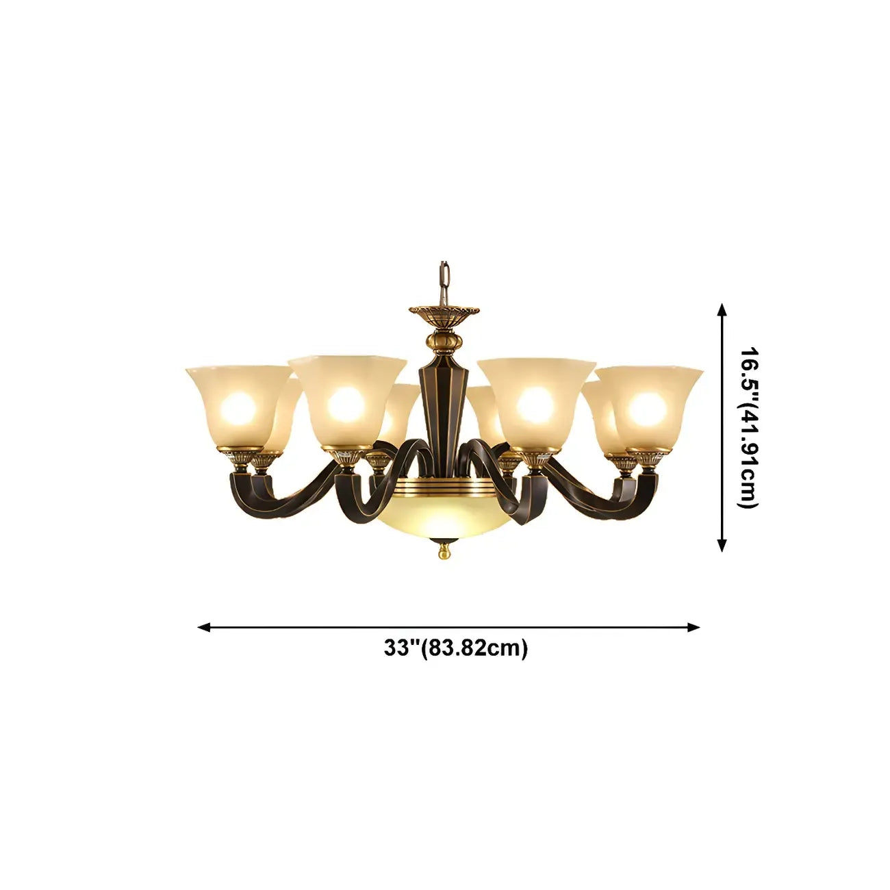Lustre classique en verre noir et métal courbé