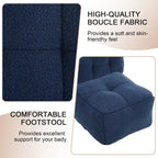 HOMEFUN Poltrona singola moderna trapuntata in Bouclé con pouf