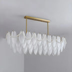 Lampadario a sospensione moderno in vetro con piume regolabile color oro