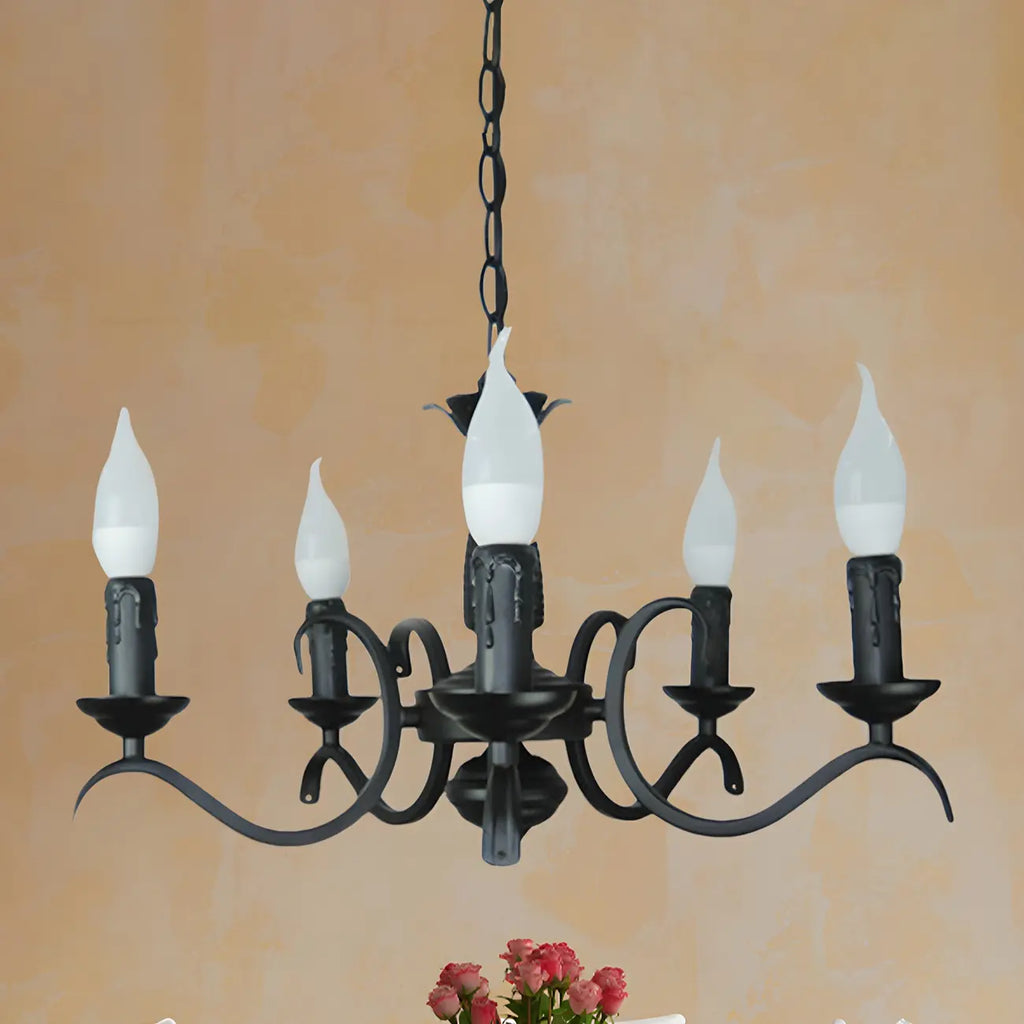 Lustre candélabre industriel en métal noir