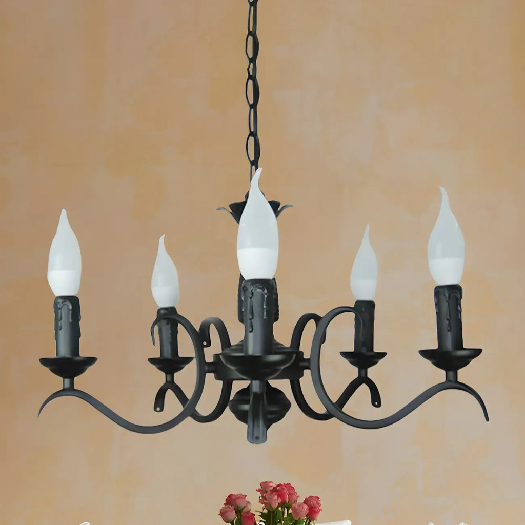 Lustre candélabre industriel en métal noir
