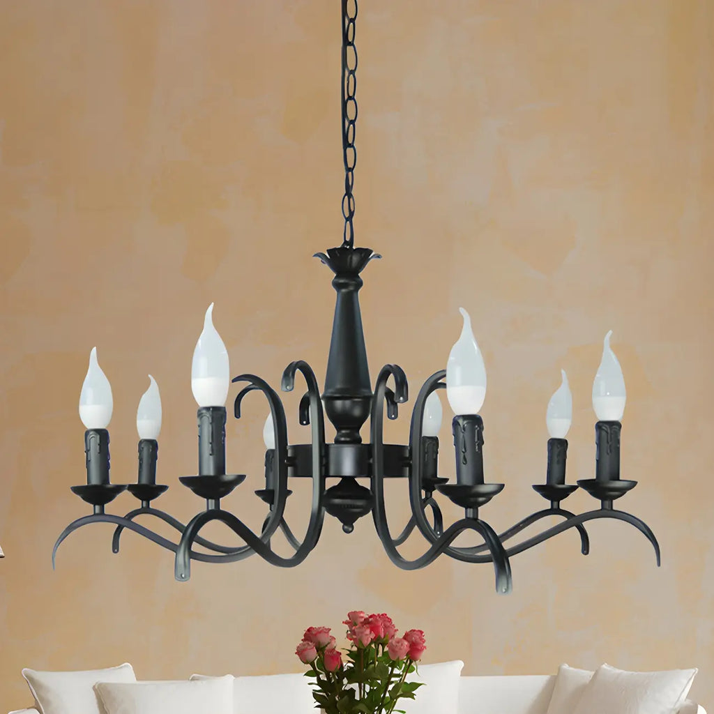 Lustre candélabre industriel en métal noir