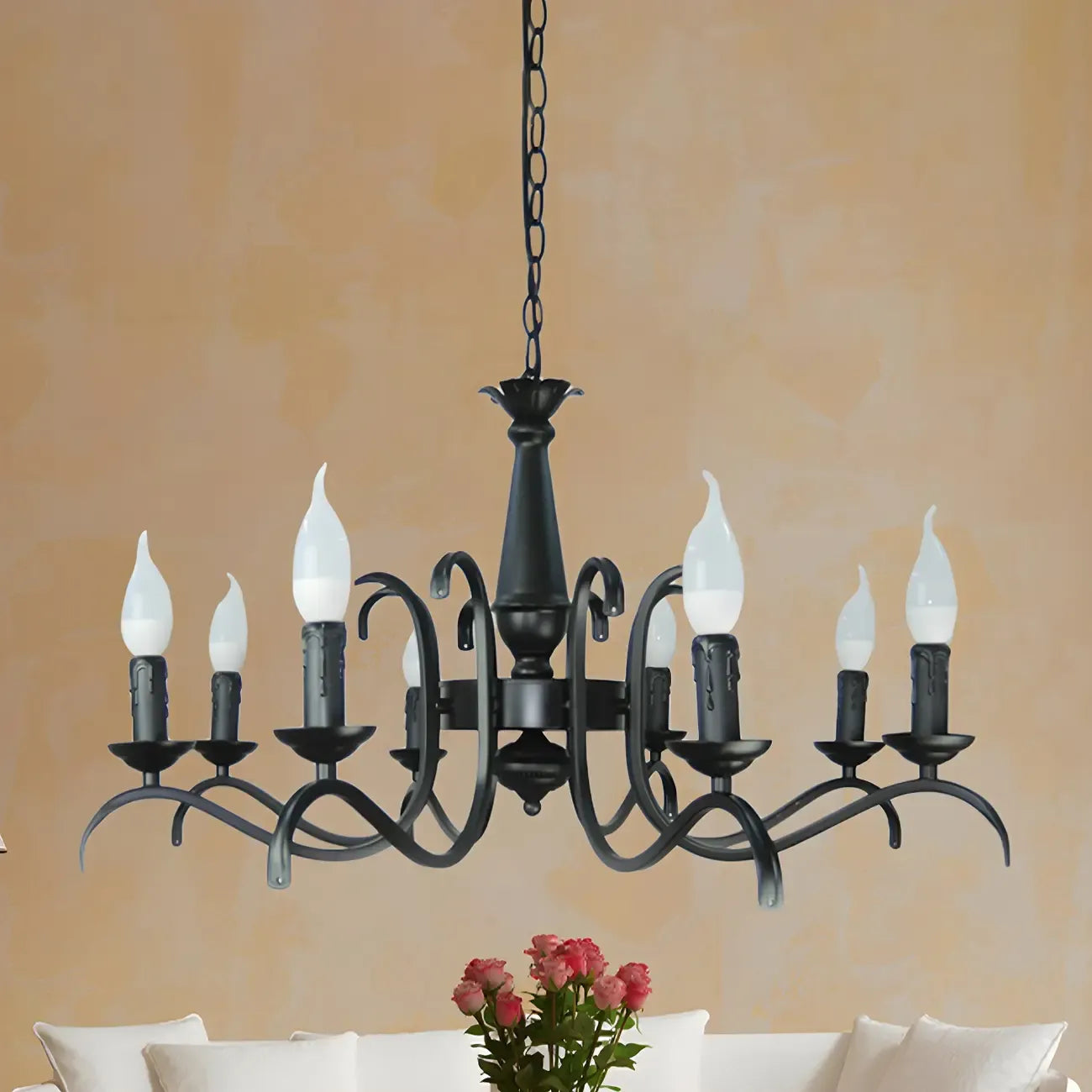 Lustre candélabre industriel en métal noir