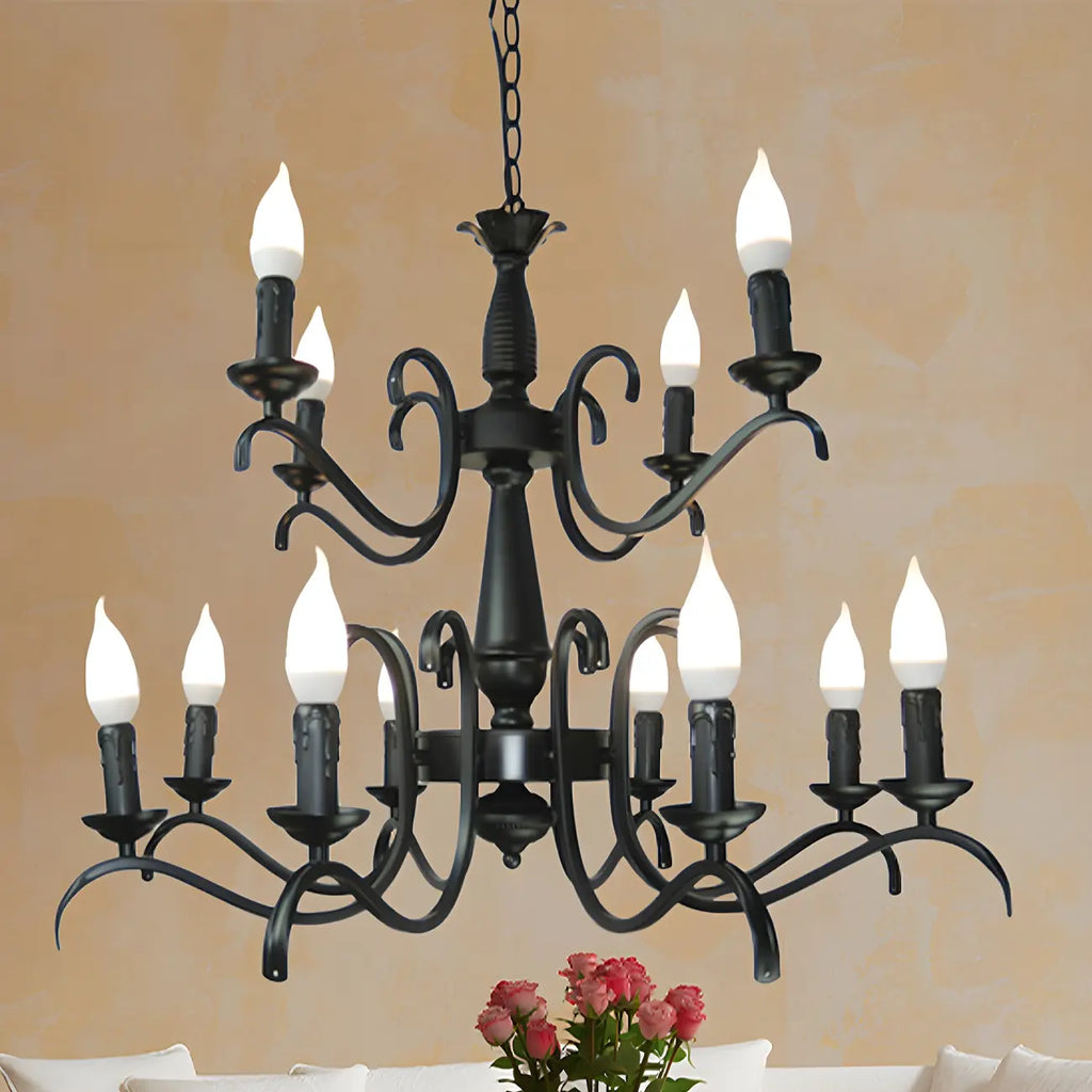 Lustre candélabre industriel en métal noir
