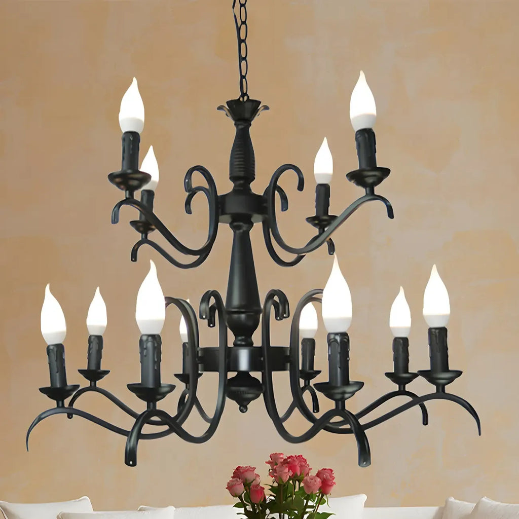 Lustre candélabre industriel en métal noir