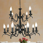 Lustre candélabre industriel en métal noir