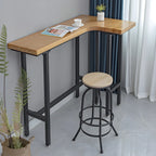 Tables de bar industrielles en bois naturel et fer forgé, en forme de L