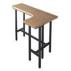 Tables de bar industrielles en bois naturel et fer forgé, en forme de L