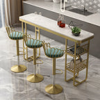 Tables de bar glamour dorées et blanches avec étagères en faux marbre