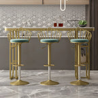Tables de bar glamour dorées et blanches avec étagères en faux marbre