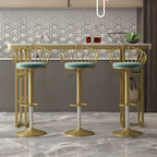 Tables de bar glamour dorées et blanches avec étagères en faux marbre